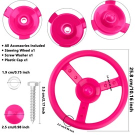 Haconba Playground Steering Wheel Accessories Plastic Swingset Steering Wheel Pirate Ship Steering Wheel Playset for Outdoor Backyard Treehouse Playground Jungle Gym (Pink)
