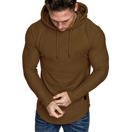 Lexiart Mens Fashion Athletic Hoodies Sport Sweatshirt Solid Color Fleece Pullover Brown 3X-Large
