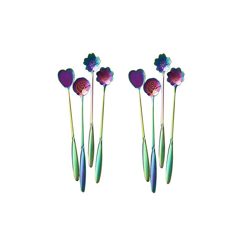 XICHEN - Cuchara larga con diseño de flores de 7