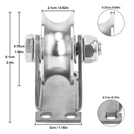 Biugaaufai 4 PCS U Type Wheel Pulley 1.89 Inch- 201 Stainless Steel Single Pulley Block, Rope Pulley Block with Mounting Screws, Wall Mounted Winch Pulley for Gym Equipment