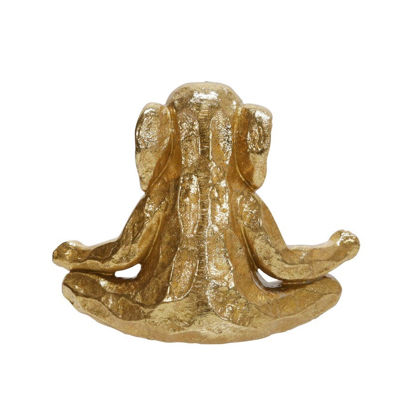 Sagebrook Home 14452-01 Polyresin 8" Meditating Elephant, Gold