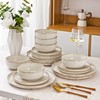 AmorArc Ceramic Dinnerware Sets, Wavy Rim Stoneware Plates and Bowls
