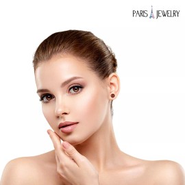 Paris Jewelry 14k Yellow Gold Plated 2 Carat Round Created Garnet CZ Stud Earrings