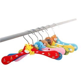 AKORD 6 pcs Wooden Children Coat Hangers (28cm x 0.9cm)