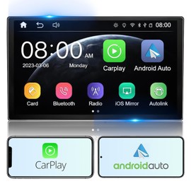 [Upgrade] Double Din Car Stereo with Wireless CarPlay, Wireless Android Auto, 7in IPS HD Touchscreen, Bluetooth, Backup Camera, AM FM RadioDigital Audio Receiver, GPS Navigation (PND7003)