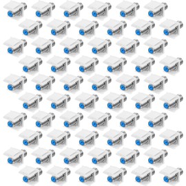 Weewooday 60 Pcs F-Type RG6 Coaxial Cable Connectors, Trapezoidal Keystone Jack Inserts - Blue Inner Core Female to Female Connector, Screw-Type Audio Speaker Trapezoid for Wall Plate (Silver)