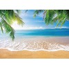 INRUI Tropical Beach Photography Background Summer Palm Trees Backdrop Blue