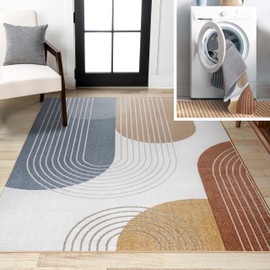 JONATHAN Y Machine Washable Multi Indoor Area Rug 8X10 ft, Arches Contemporary Minimalist for Living Room, Bedroom, Kitchen, Office, Easy-Cleaning, High Traffic, Pet-Friendly, Non-Shedding WSH312A-8