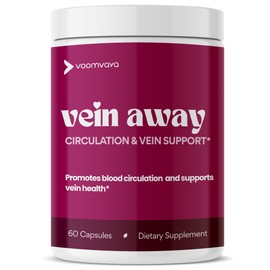 VoomVaya Vein Away – Varicose Veins Treatment for Legs for Women Over 40 – Circulation Supplements Supports Healthy Vein & Reduces Spider Veins – Hawthorne Berry, Butcher’s Broom & Diosmin – 60 Caps