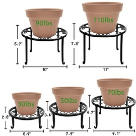 Metal Plant Stand 5 Pack Plant Stands for Indoor Outdoor Plants Multiple Heavy Duty Flower Pot Stand Holder Rustproof Iron Round Plant Shelf for Planter Outdoor Plant Stand for Patio & Garden Décor
