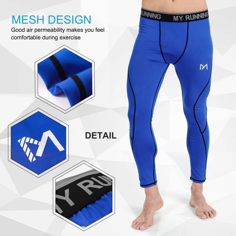 MEETYOO Leggings Uomo, Calzamaglie Sportive Pantaloni Fitness Compressione Baselayer per