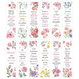 Christian UV DTF Bookmark Stickers - 24 Sheets Floral Bible Verse UVDTF Decals for Acrylic Bookmarks Double-Sided Printing UV DTF Wraps Rub on Transfer Stickers for Book Lover DIY Blank Bookmarks