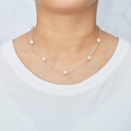 Philip Jones Silver Plated Pearl Chain Necklace