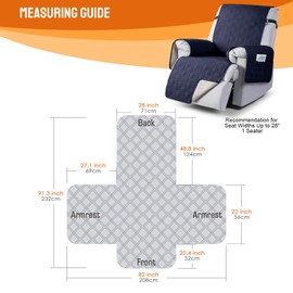 VANSOFY 100% Waterproof Recliner Chair Covers, Recliner Cover Non-Slip Dog Chair Cover Furniture Protector Washable Slipcover with Pocket, Elastic Straps for Pets, Dogs(Dark Blue, 28")