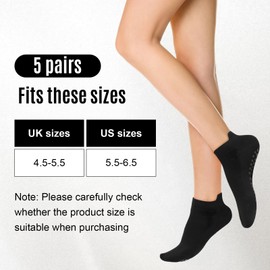 XINRUI 5 Pairs Yoga Pilates Socks for Women,Non-Slip Yoga Socks with Grips, Ankle Grip Socks for Yoga Pilates Barre Hospital (Black, Grey, White)