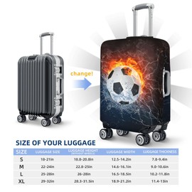 Lukbfall Football In The Water And Fire Luggage Suitcase Covers Elastic Washable Soccer Lover Luggage Protector Travel Suitcase Protective Cover For Kid And Adult, M (Fit 22-24 Inch Luggage)