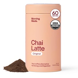 Morning Made Original Chai Latte Powder Mix | Organic Black Tea & Spice Blend, Low-Caffeine Coffee Alternative | Sweetened, Vegan, Dairy-Free, Gluten-Free | 10.6oz (60 Serves).