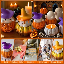Moldes de vela de Halloween, moldes de silicona en forma de fantasma de Halloween en 3D, lindo molde de silicona de calabaza fantasma para fundición de resina epoxi, aromaterapia, fabricación de jabón