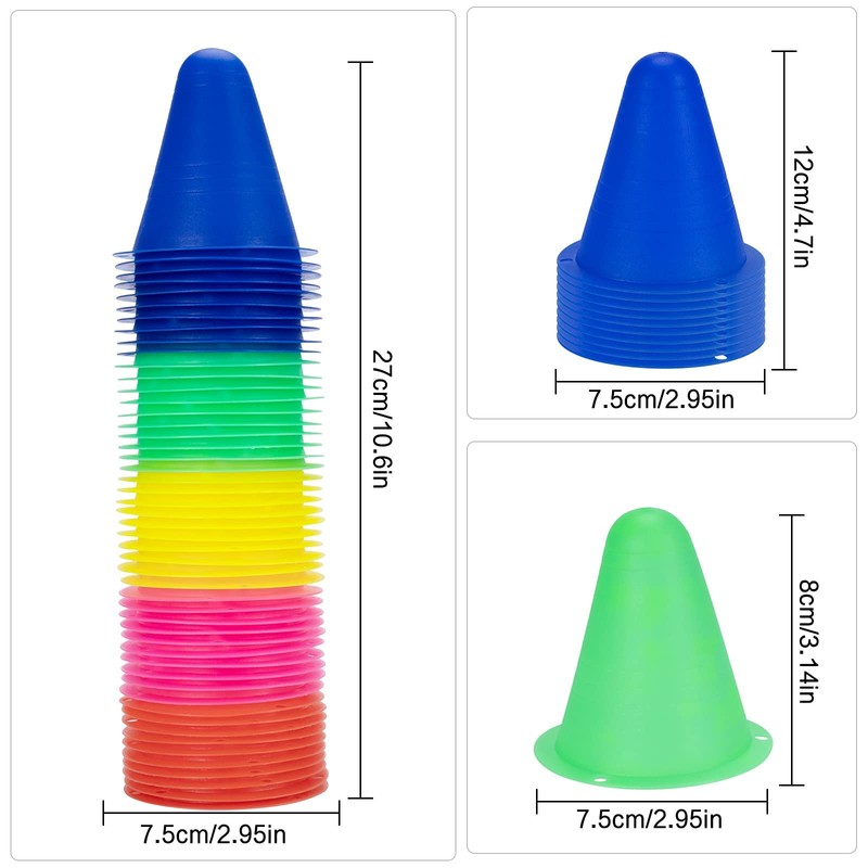 Slalom Hat, 50 Pieces Plastic Sports Training Traffic Cones Skating