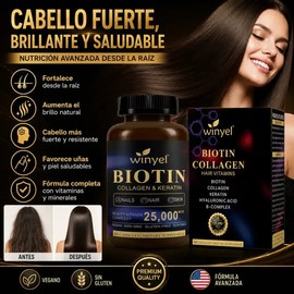 Biotina Colágeno Queratina Ácido Hialurónico 60 Cápsulas