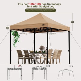 Replacement Canopy Top for Pop Up Canopy Tent,Heavy Duty 600D Oxford Fabric Outdoor Tent Cover (Khaki,10x10 TOP ONLY)