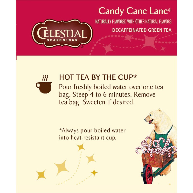 Celestial Seasonings Green Tea, Decaffeinated Candy Cane Lane, 18 Count