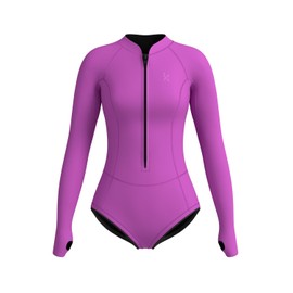 KMT Wetsuit for Women, Womens Long Sleeve Shorty Wet Suits 2mm Front Zipper Springsuit
