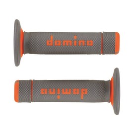 Rubber Domino Grips for Motorcycle Handlebar Motocross Off Road Pit Bike Enduro Trial MX Freeride (Orange Grey)
