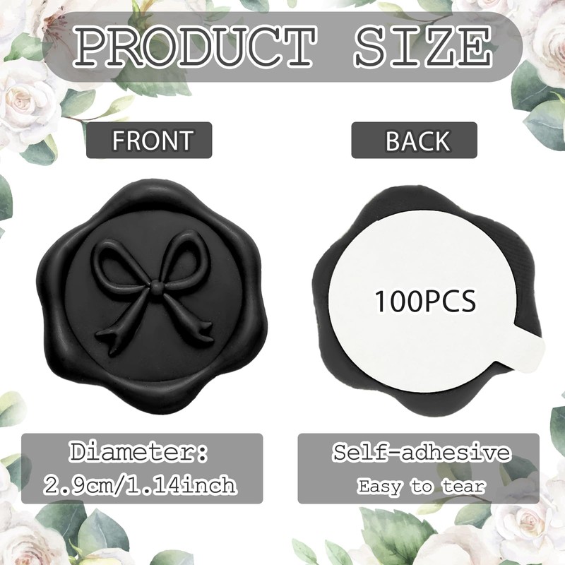 MotiMind 100 Pcs Bow Wax Seal Stickers Wedding Invitation Envelope