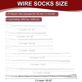 PATIKIL 80-100mm Cable Pulling Wire Socks 90.55" Long Grip Socks Net Galvanized Steel Wire Pulling Grip Mesh Puller Socks Grip Tool for Elastic Wire Cable, Rated Load 2000 kg (4409 Lbs)