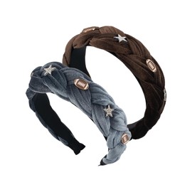 MUNSKT Braided Headbands for Women, Pack of 2, Velvet Headband, Dirndl Headband, Oktoberfest Headband