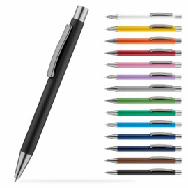 #teamludorf Omega Metal Ballpoint Pen with Rubberised Surface - Pen Available in 14 Colours - High Quality and Stable (Black, 25)
