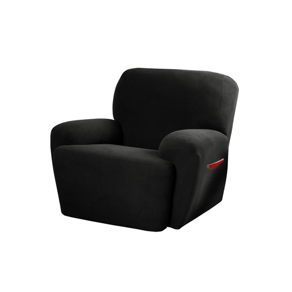 MAYTEX Pixel - Funda para sillón reclinable de 4 piezas ultra suave y elástica con bolsillo lateral, Casual, Negro, Reclinable, 1
