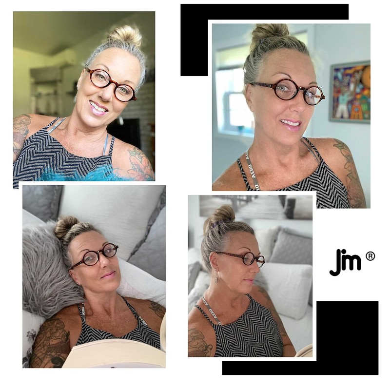 JM Set of 4 Retro Round Reading Glasses Spring Hinge