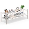 Haddockway Long 2 Tier Bamboo Shoe Rack Storage Organizer, Multifunctional