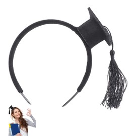 Headband with Mini Hat Mini Doctoral Cap Hairband Unisex Headband for Graduation Decoration Students or Carnival Black