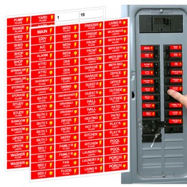 Circuit Breaker Box Label 0.5x1.5inch Electric Fuse Panel Box Identification Sticker 144pcs Plugs and Lights Circuit Breaker Label for Home Office, Electricians Catalog Load Center
