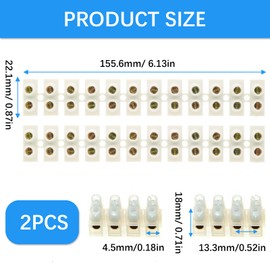 2 Pack of Clear Electrical Connector Blocks, 30 A 12 Way Cable Connector Brass Terminal Block Strip Choc Block Connector for Wiring Cable Easy Attachment Holes Multiple Outlet Connecting Design