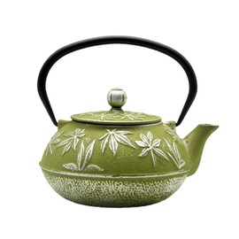 SECHUDO Cast Iron Teapot Tea Kettle with Stainless Steel Infuser for Stovetop Safe Coated with Enameled Interior Japanese Tetsubin with Maple Leaves Pattern(30.4oz/900ml) (Color-2)