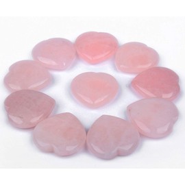 JIC Gem 10pcs 4-5cm Heart Shaped Rose Quartz Crystal Gifts and Decoration Love Stone