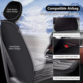 YORKNEIC Fit for Hyundai Tucson Seat Covers 2010-2025: Leather Waterproof Car Seat Covers Anti-Slip Protector 2 Front Set (2 Seats, Black&Grey)
