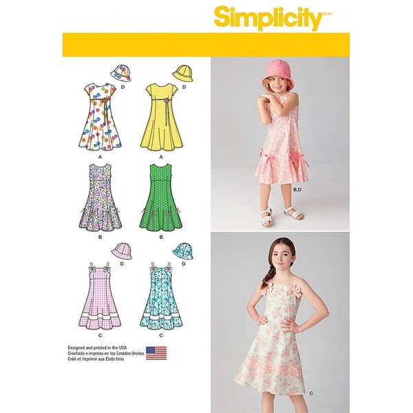 Simplicity Schnittmuster 7785.k5 Mädchen Kleid mit Hut