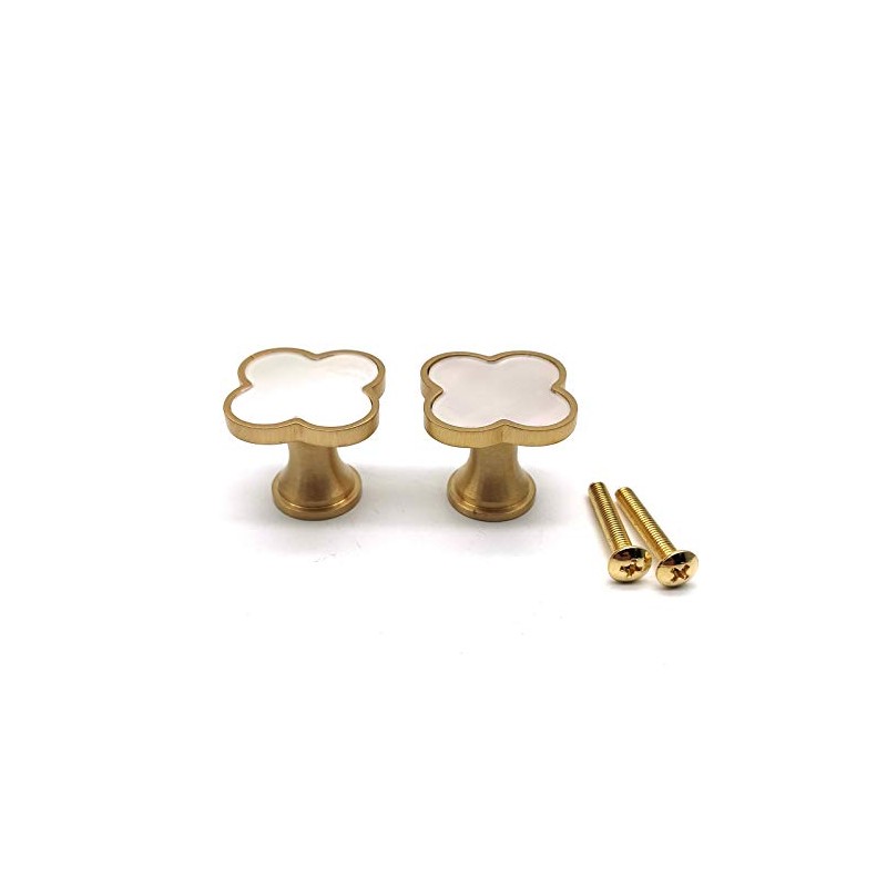 Kitchen Cabinet Knobs,2-Pack,Addlike Brass Resin Knobs Four Leaf Clover Shape