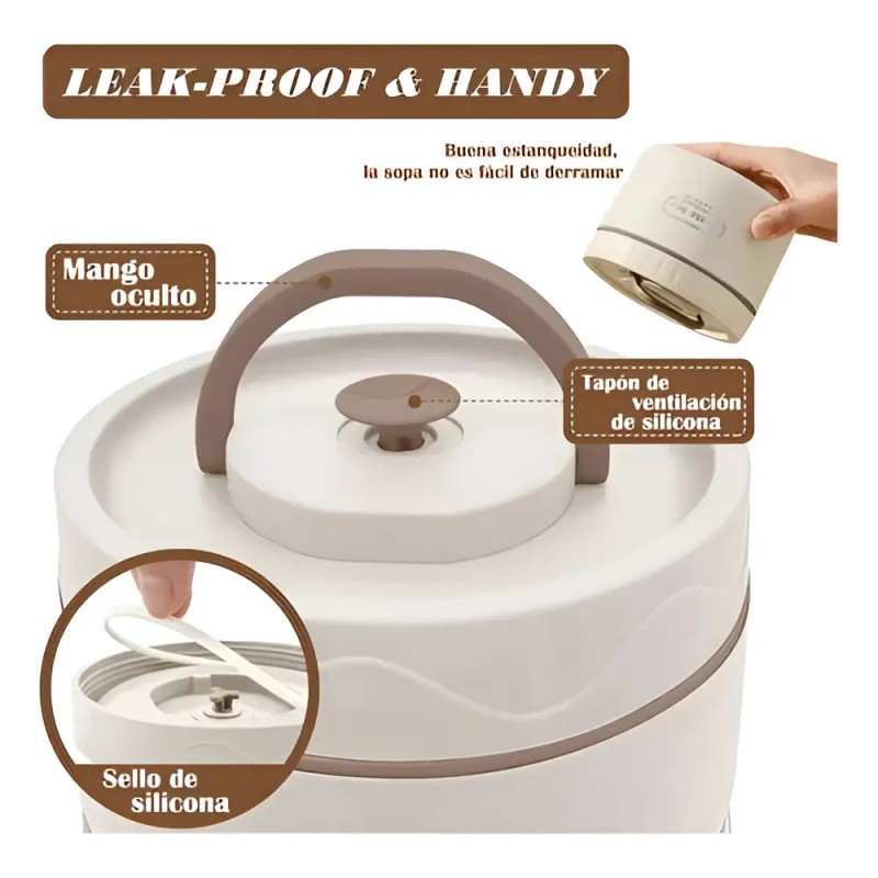 Lonchera Térmica ROOM MEXA de Acero Inoxidable con Toppers 4