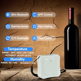 Kethvoz BLuetooth Hygrometer Thermometer 930A, Wireless Smart Humidity Temperature Meter, Mini Thermo-Hygrometer with Alarm, Data Storage Export, Remote Monitor for Room Greenhouse Wine Cellar