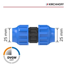 Kirchhoff Fitting Connector Plastic 25 x 25 mm for HDPE Pipe Set of 5 Various Sizes DVGW Tested Drinking Water Quality Made in the EU, Black, 25 mm HDPE Fitting