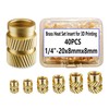 40pcs Brass Threaded Inserts, 1/4"-20x8x8 Heat Set Insert for 3D