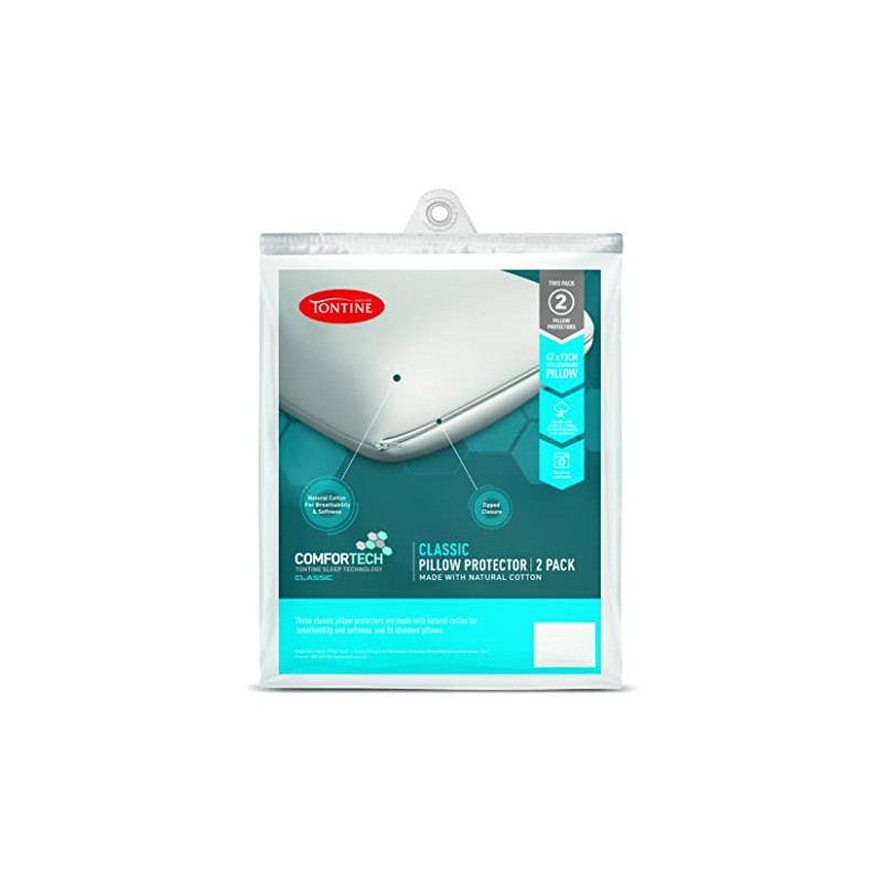 Tontine Comfortech Cotton Classic Pillow Protector – 100% Natural Cotton