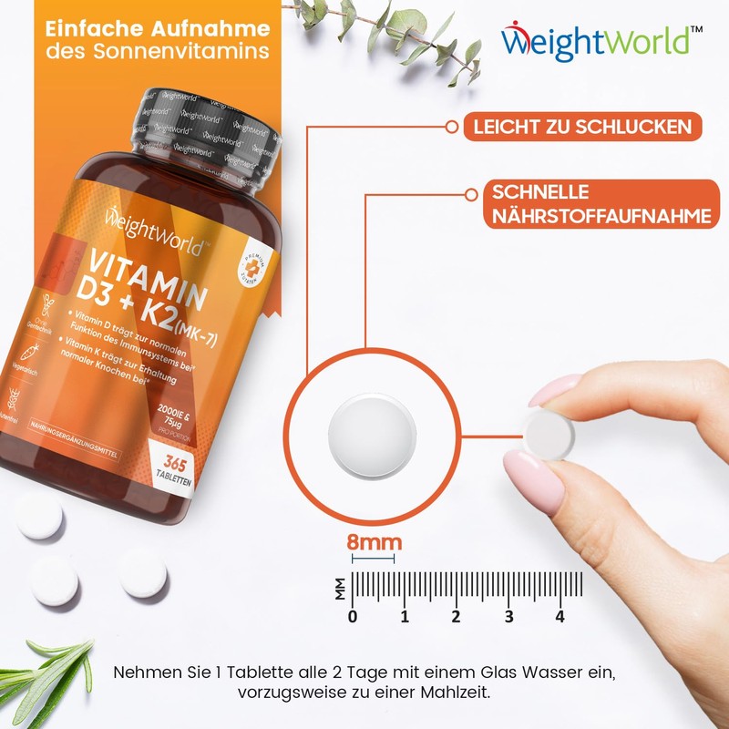 Vitamin D3 K2 2000 IU - 400 tablets with 75mcg