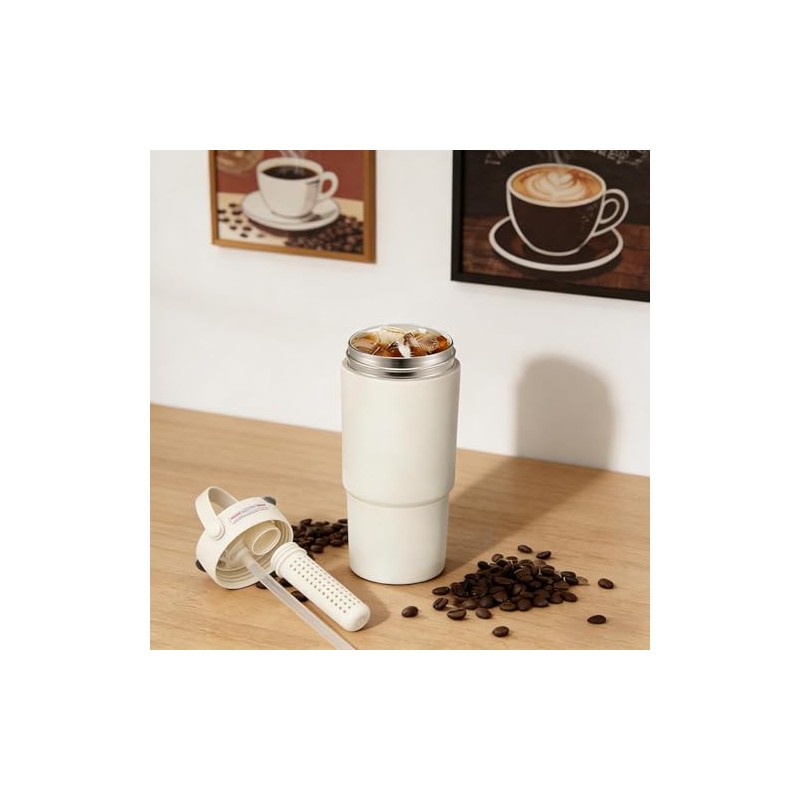 24 oz Ceramic Insulated Drum with Handle and Leak Proof